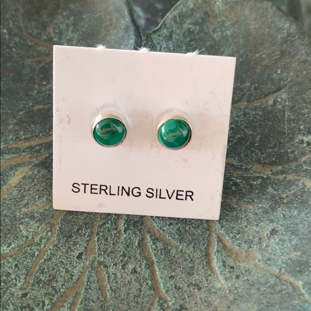 Malachite Sterling Silver Studs